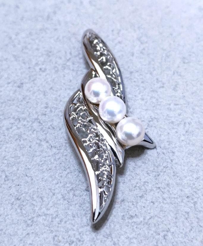 TASAKI 田崎真珠　パール×SILVER　ブローチ　40190