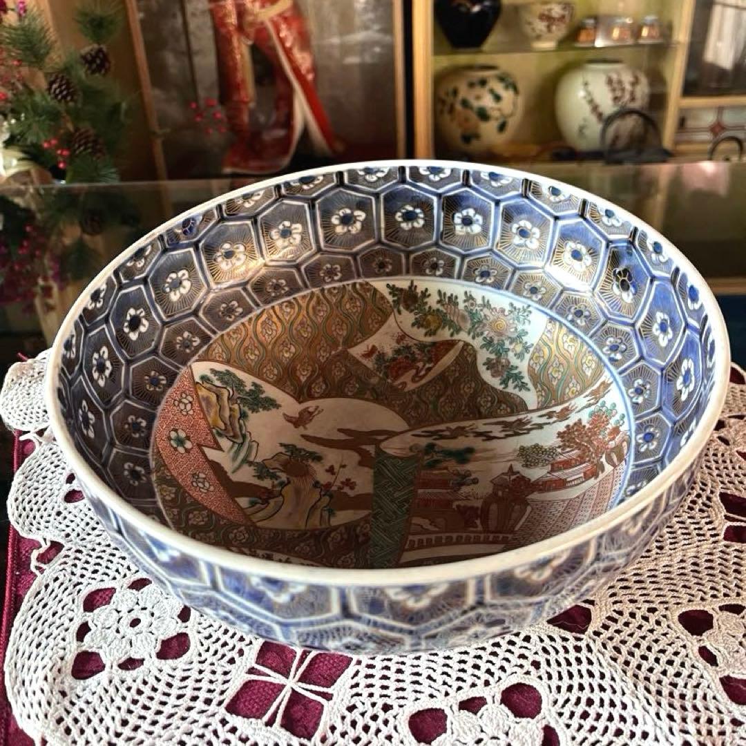 古伊万里 江戸中期 二重高台 骨董品 時代物 色絵