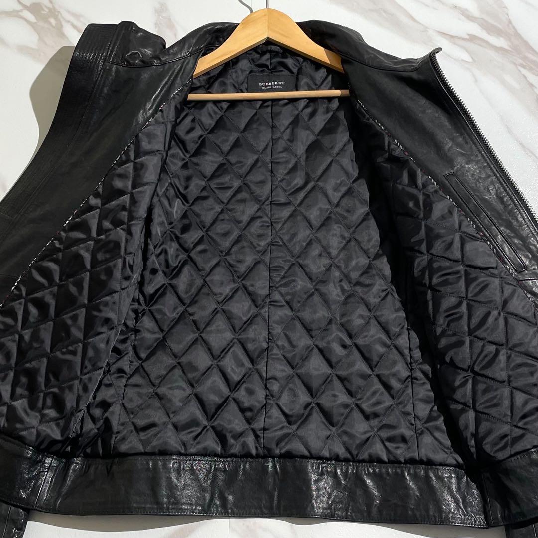 希少サイズ☆バーバリーブラックレーベル ライダース レザージャケット LL