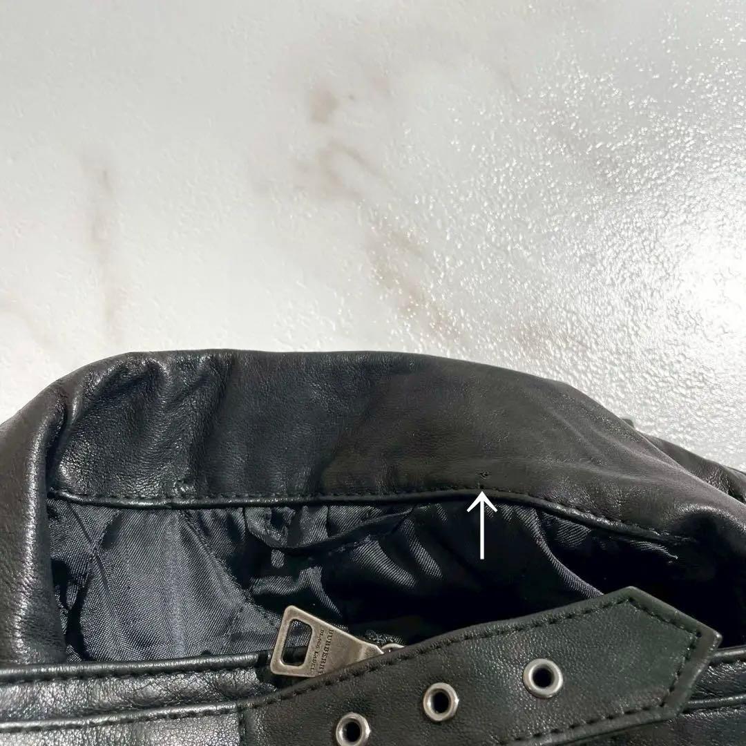 希少サイズ☆バーバリーブラックレーベル ライダース レザージャケット LL