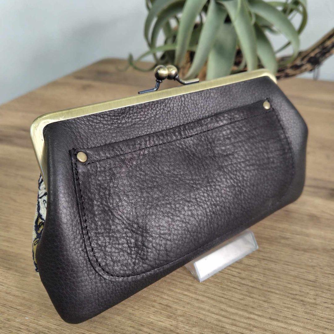 ま*る様 【ラスト1点】ミナペルホネン/Rosyロージィベージュ牛革黒/がま口牛