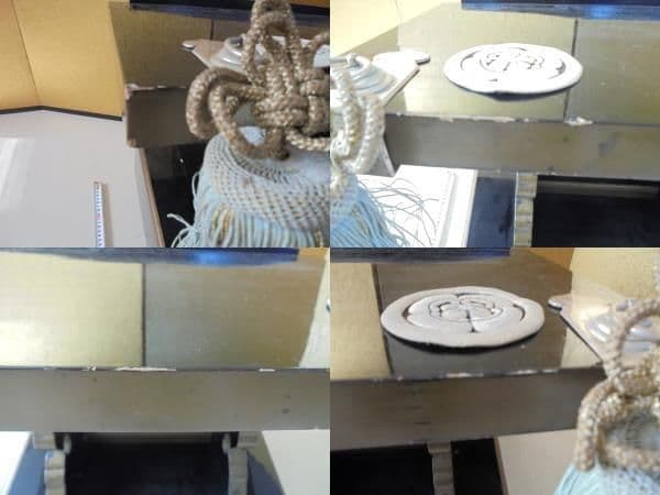 AKa6660　時代　蒔絵　見台　丸に木瓜家紋入　時代箱付