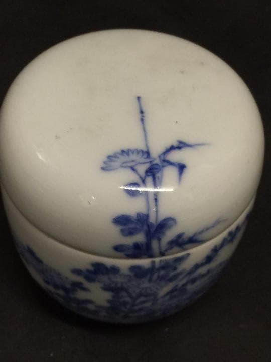 清時代 染付棗  青花茶器 茶道 中国古玩時代もの