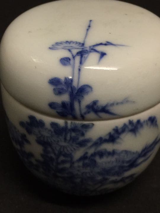 清時代 染付棗  青花茶器 茶道 中国古玩時代もの