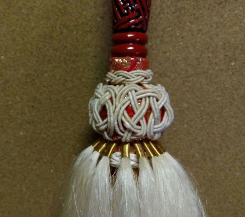 茶道具 仏具 払子 佛子 本白熊毛 堆朱柄 夜咄 利休忌 新品未使用