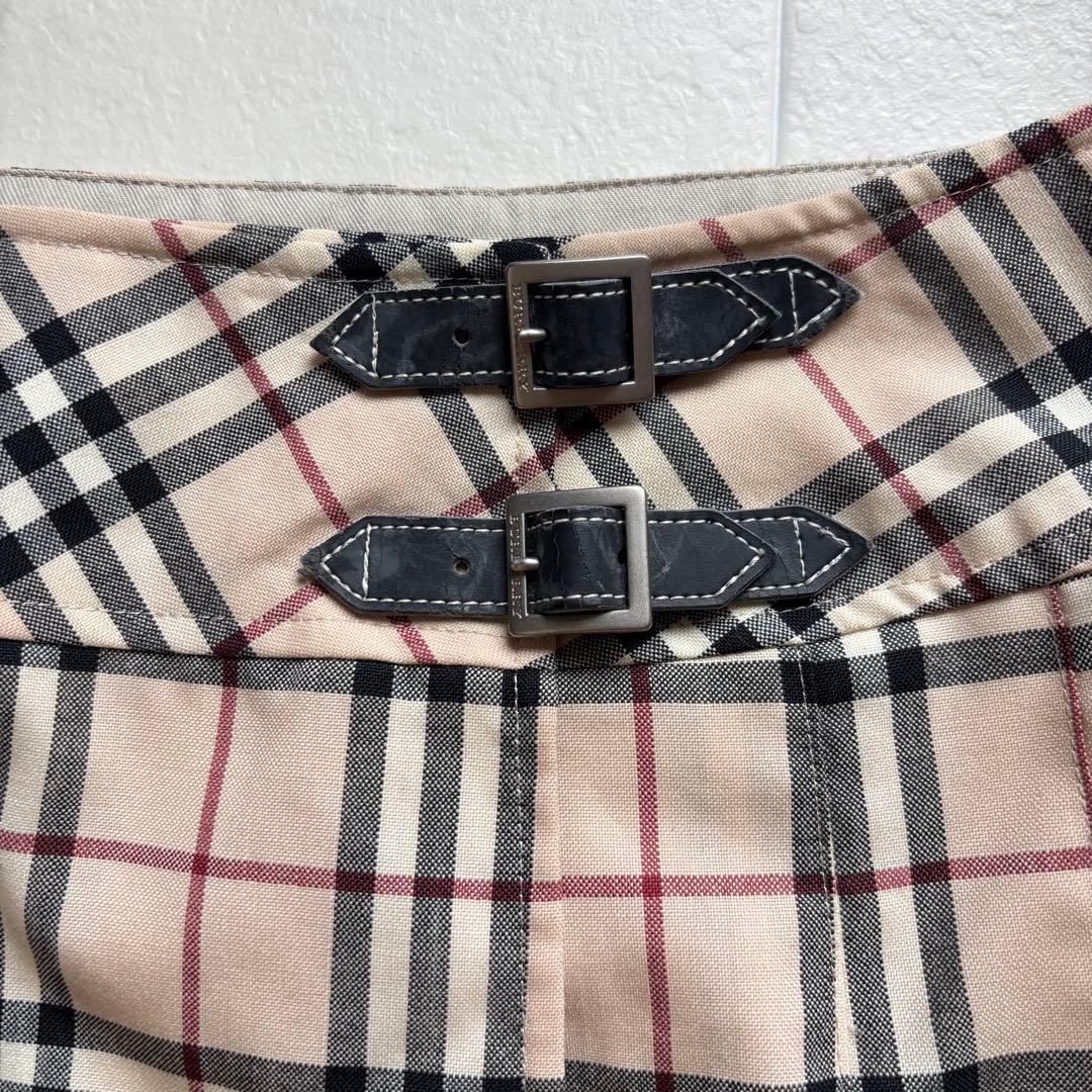 バーバリーロンドン ラップ風 プリーツスカート ベージュ ノバチェック