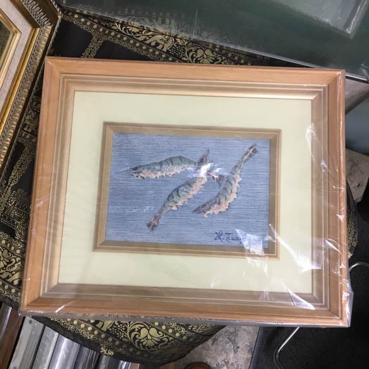 絵画 エビ 海老 シャコ？