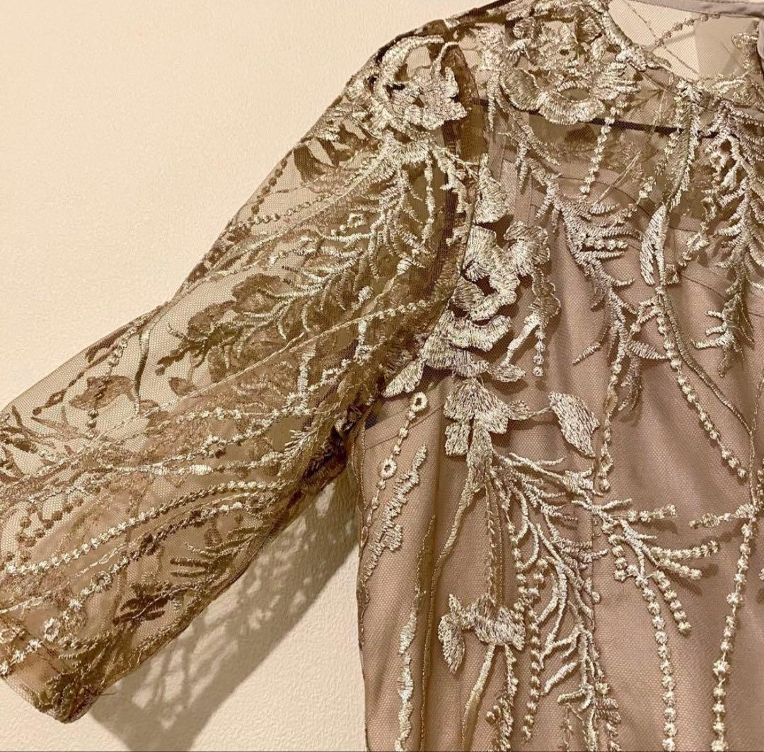 【匿名配送】総レース バックリボン 結婚式 パーティードレス 同窓会 二次会