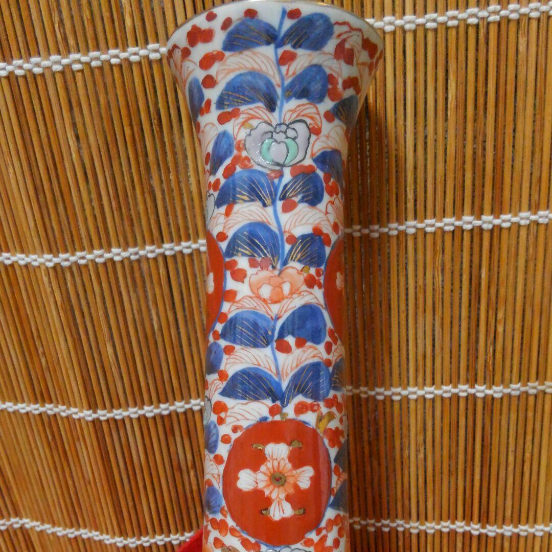 古伊万里　赤絵草加間取 松鳳凰図高さ31㎝