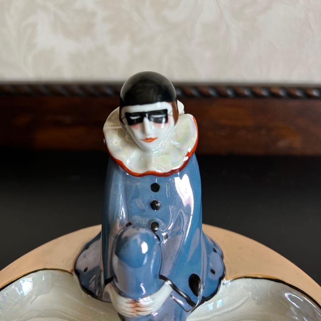 オールドノリタケ　アールデコ　ラスター彩 ピエロ　置物・トレー