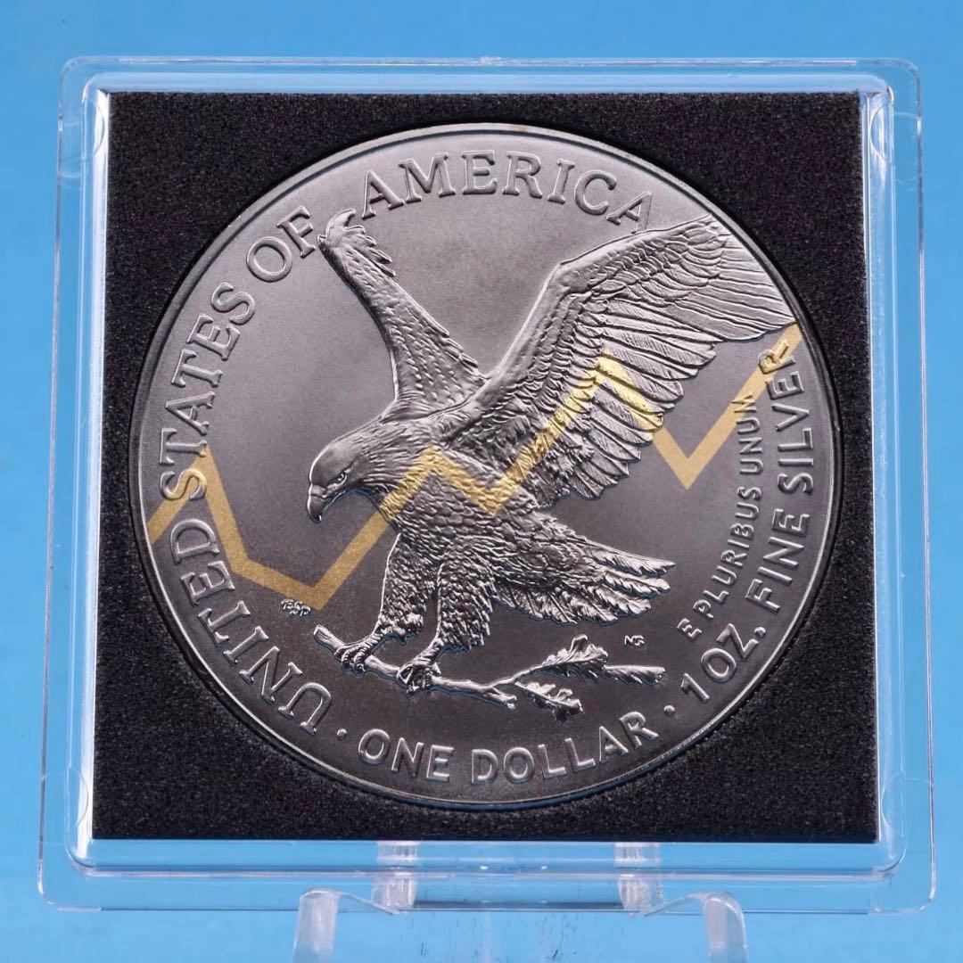 世界500枚限定 イーグル 銀貨 カラー + アンティーク仕上げ ブル 1オンス