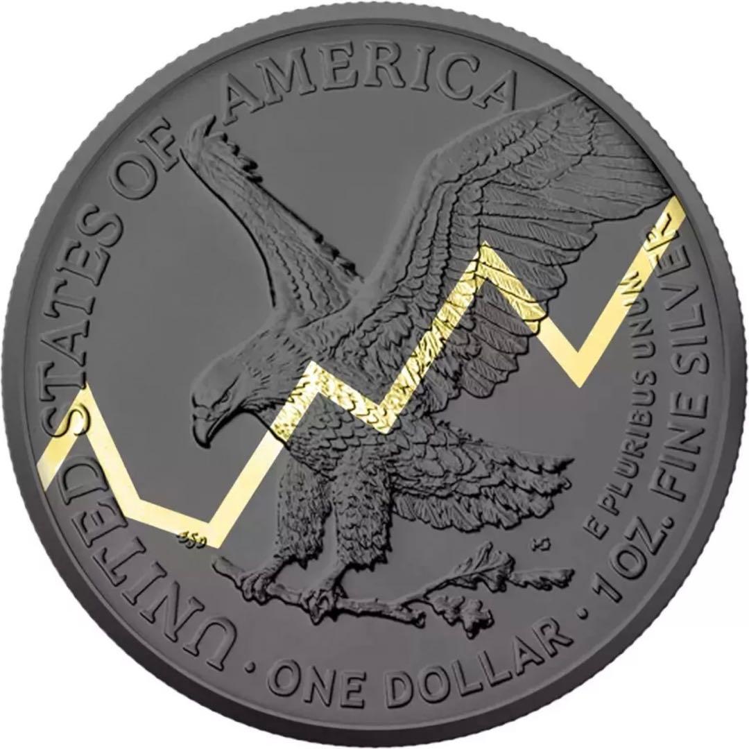 世界500枚限定 イーグル 銀貨 カラー + アンティーク仕上げ ブル 1オンス