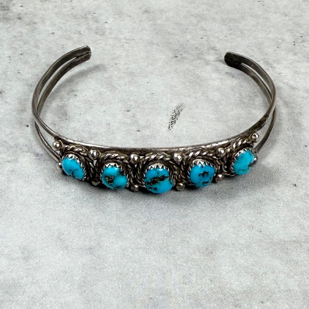 Indian Jewelry 5連ターコイズシルバーバングル vintage