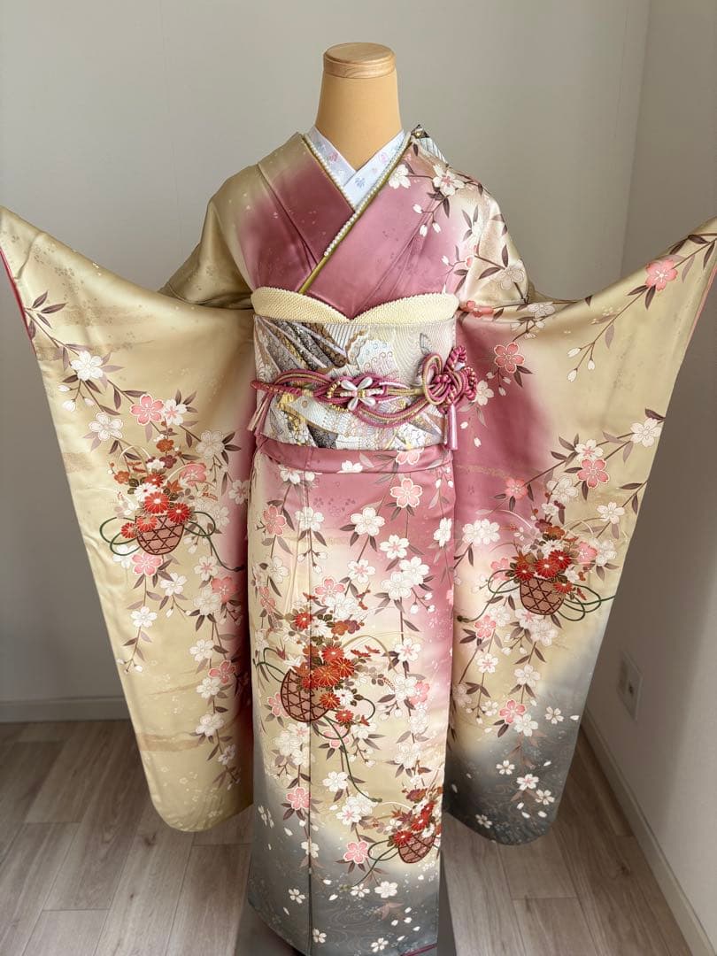 まちゅ　振袖フルセット（７点） 正絹振袖　正絹袋帯　成人式