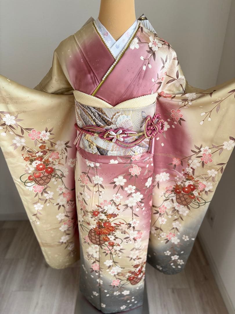 まちゅ　振袖フルセット（７点） 正絹振袖　正絹袋帯　成人式