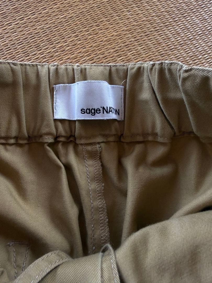 SAGENATION ボックスプリーツトラウザーズ/Mサイズ/ベージュ