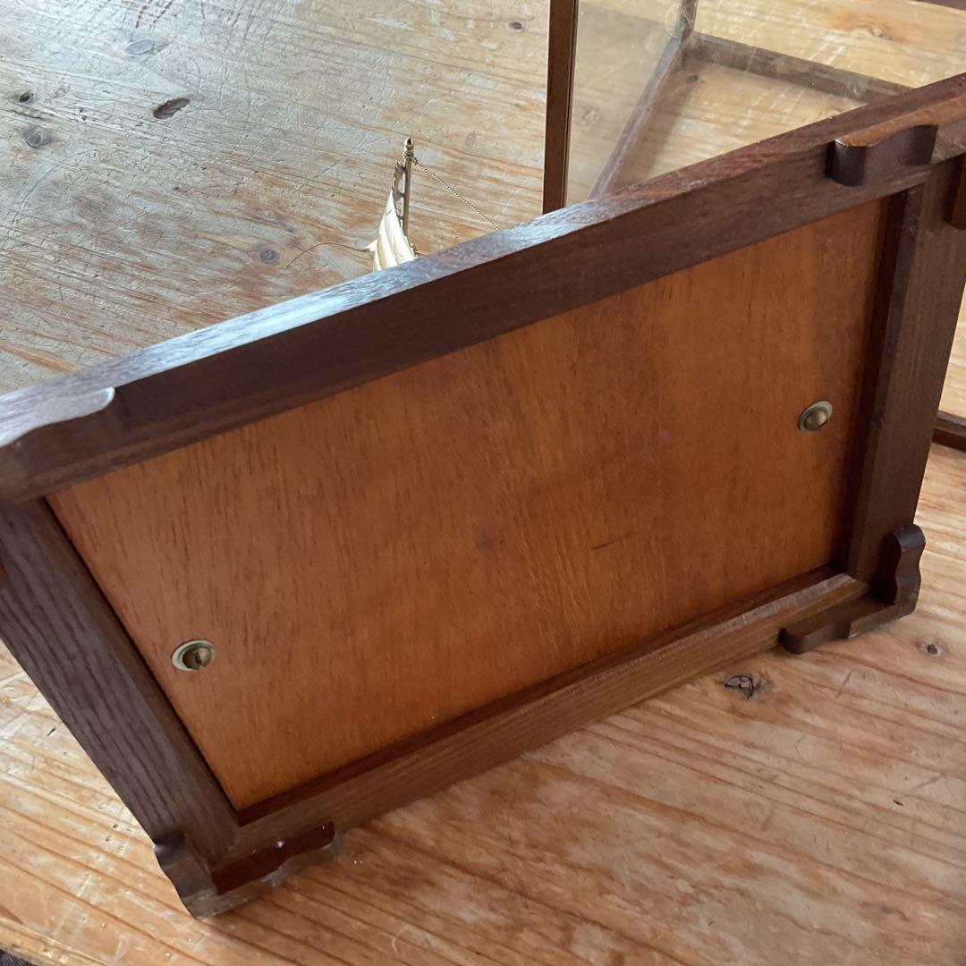 銀製 刻印 宝船 船重量 約346g 置物 ガラスケース付