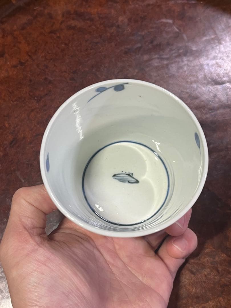 古伊万里　染付　珍品　梅花　兜文　兜梅枝文　蕎麦猪口　江戸後期　岩波