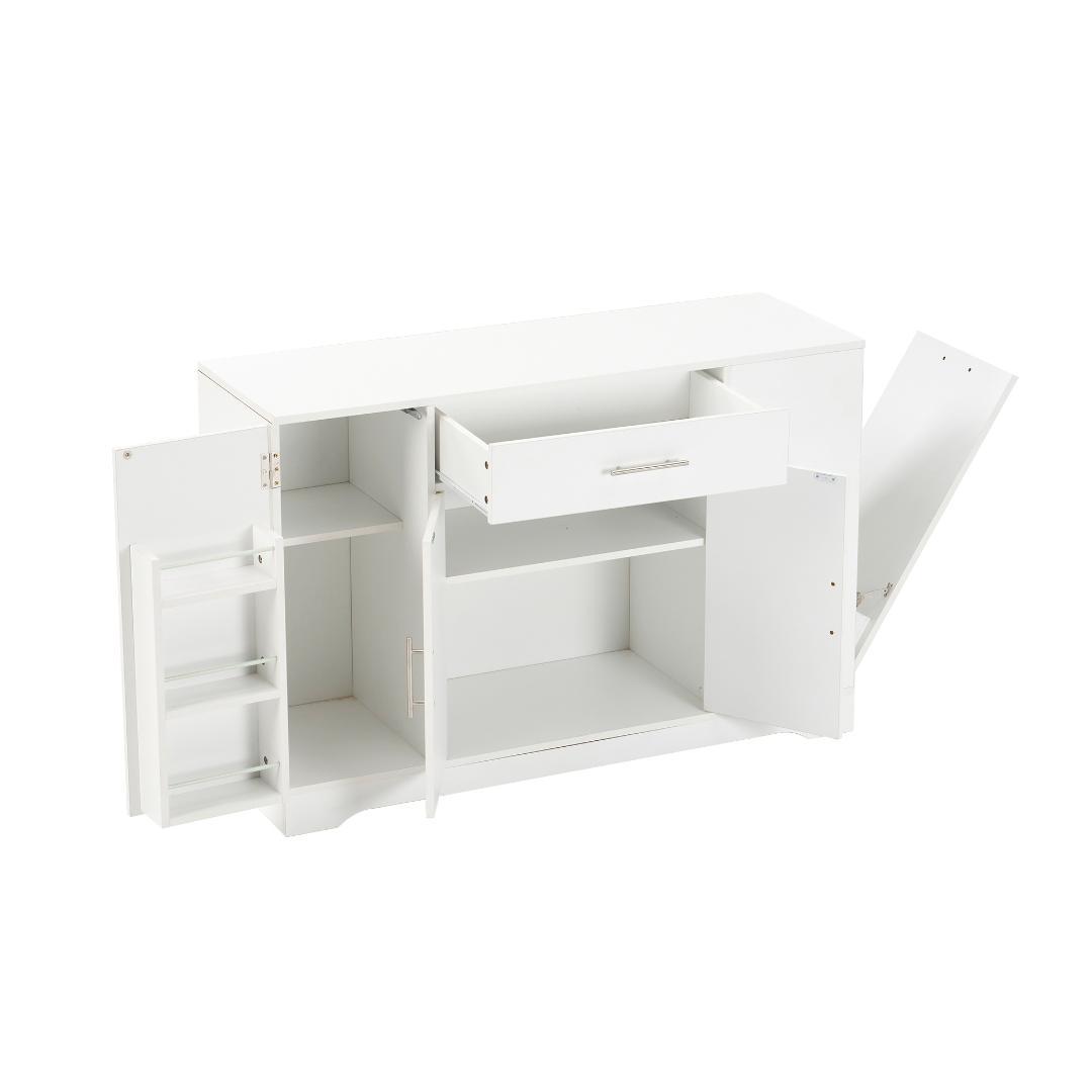 キャビネット　省スペース　キッチン収納　おしゃれ　ロータイプ　WHITE