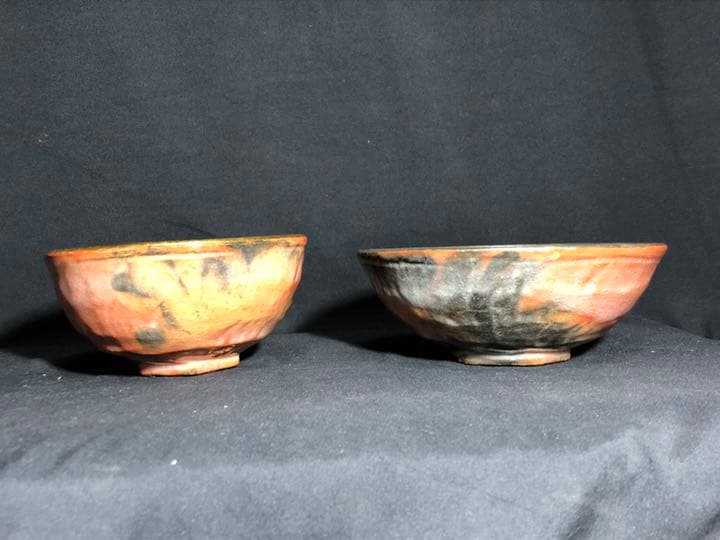 【茶道具】前大徳寺大橋香林書箱 昭楽作 蓬莱茶碗 赤楽茶碗 一双  茶碗A303