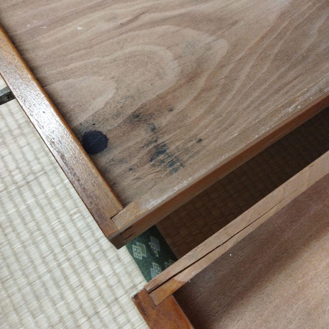 昭和レトロ 木製 ブラウン 文机 引き出し付き