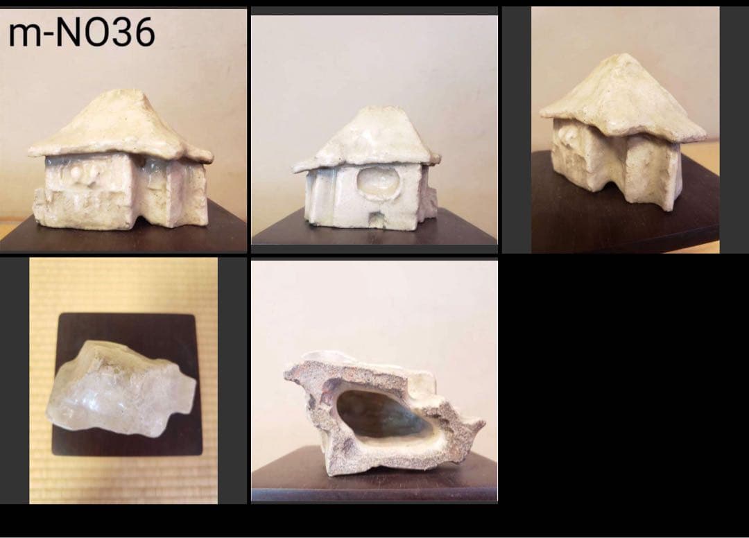 雪景色色くず屋 陶器製小屋　添配 山野草飾りの添　高さ6センチ