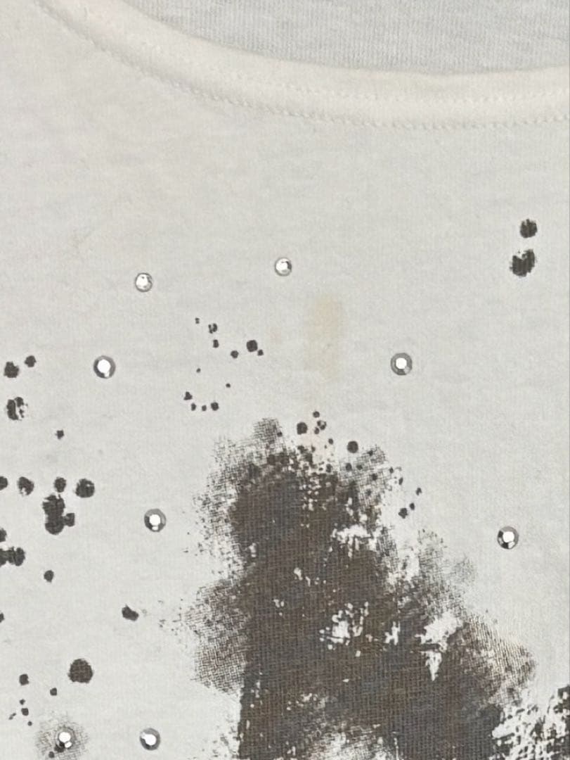 【GRANCY】 ラインストーングラフィックデザインロンT ホワイト S