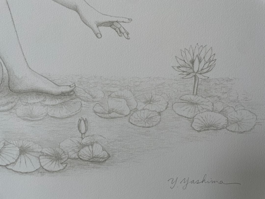 八島義郎　リトグラフ　版画　白蓮の精 ローマ数字　貴重