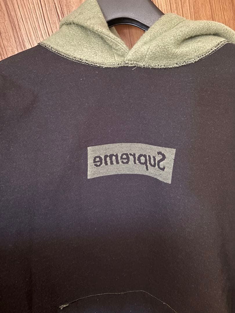 Supreme ボックスロゴ　インサイドアウトパーカー オリーブグリーン　L