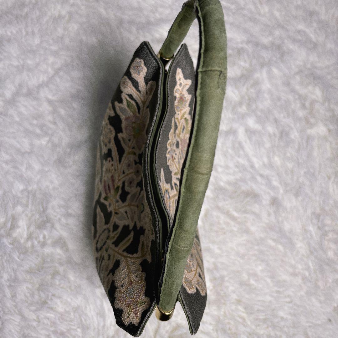 岡重 OKAJIMA オカジマ 京都 ハンドバッグ 和装 刺繍 日本製 絹 象