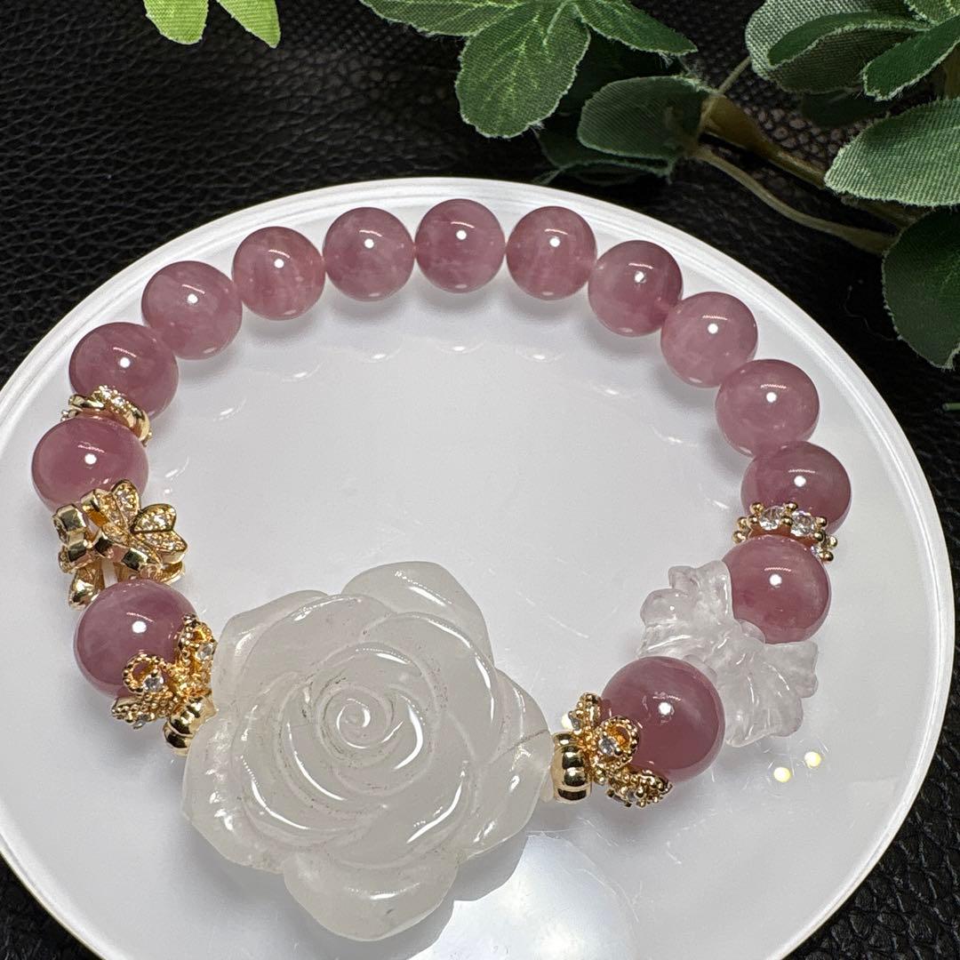 ＊やっちゃん様お取置き＊ミルキークォーツ　薔薇　マダガスカル産パープルローズ