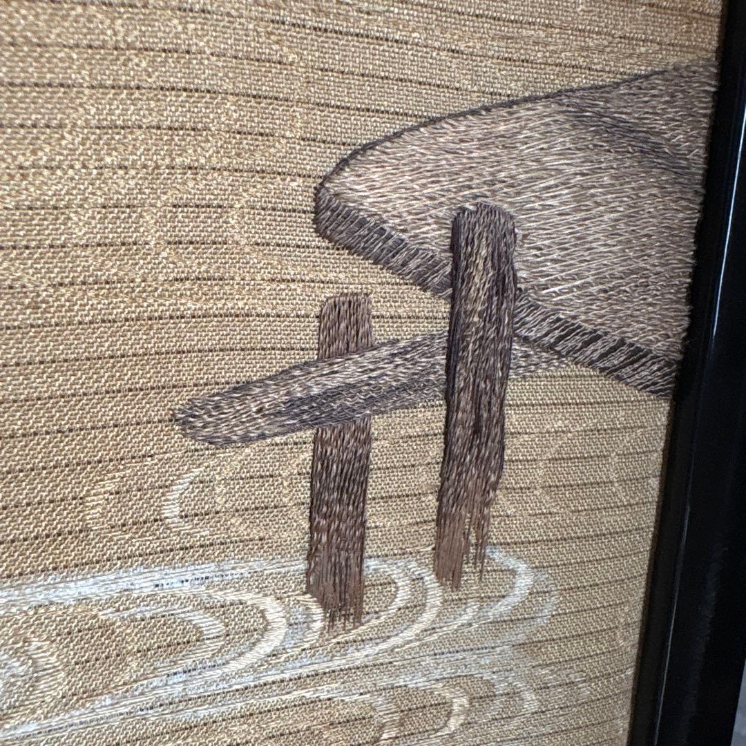 刺繍　屏風間仕切り　パーテーション　菖蒲（あやめ）八つ橋（やつはし）　つばめ