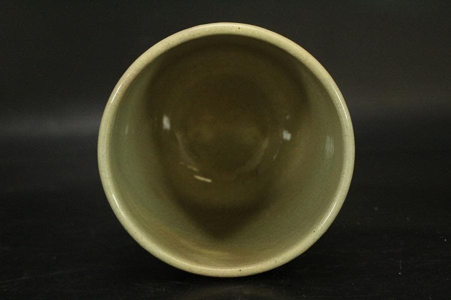 直原玉青筆画 牧牛図 湯呑 筒茶碗 黄檗窯 共箱 美品(メ1273)