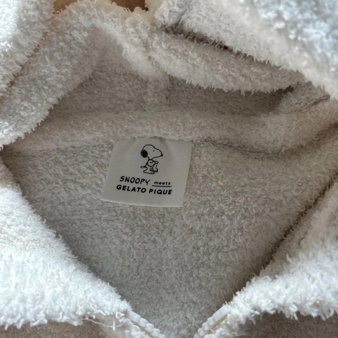 スヌーピー刺繍フード付きルームウェア　ジェラートピケ　フリース