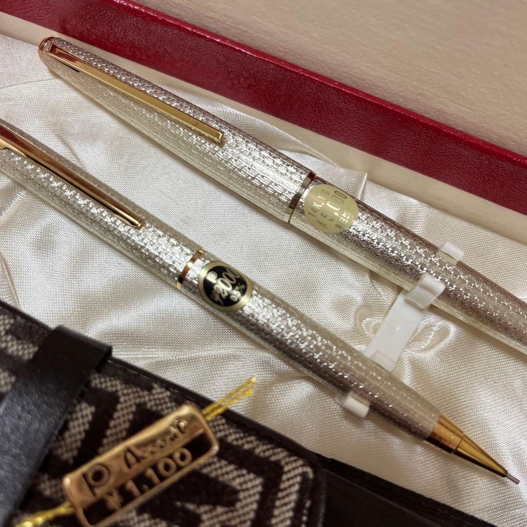 新品 レトロ PLATINUM プラチナ 万年筆 14kWG シャーペン