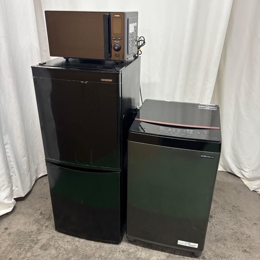 冷蔵庫　洗濯機　電子レンジ　一人暮らし　アイリス　黒　家電セット　設置無料　41