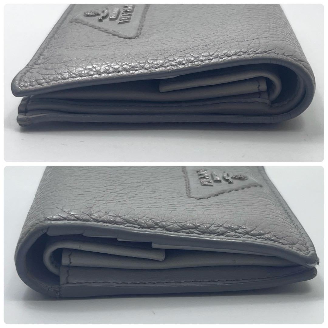 PRADA プラダ ヴィッテロ ダイノ 折りたたみ 財布 グレー 三角ロゴ