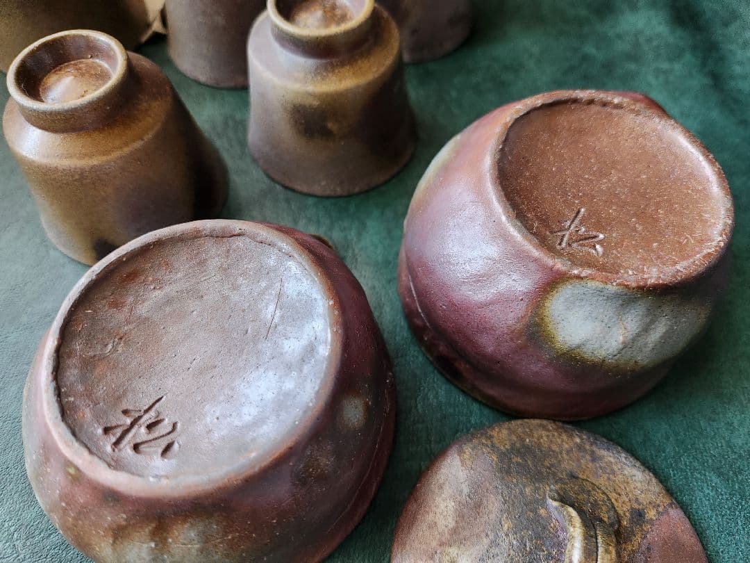 備前焼　松園　宝瓶　茶器　揃　未使用