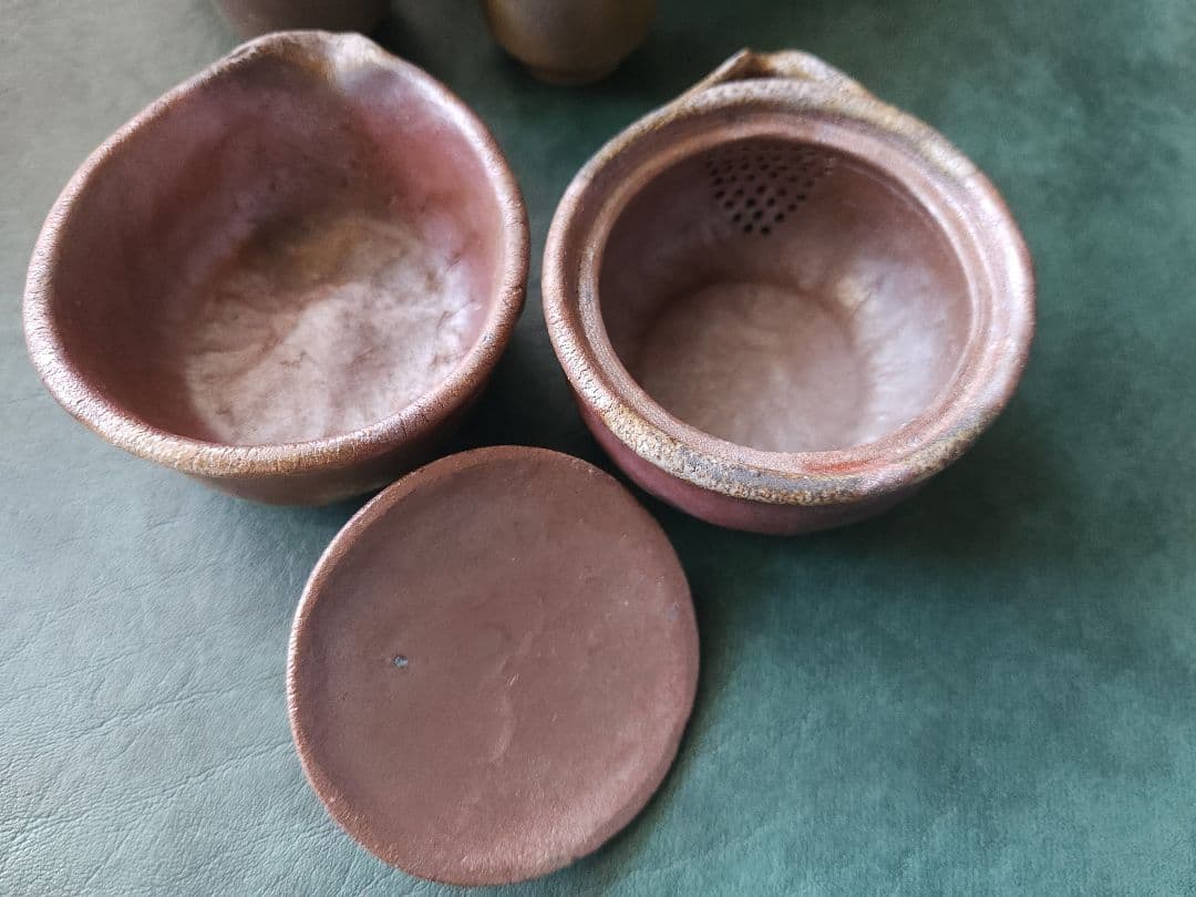 備前焼　松園　宝瓶　茶器　揃　未使用