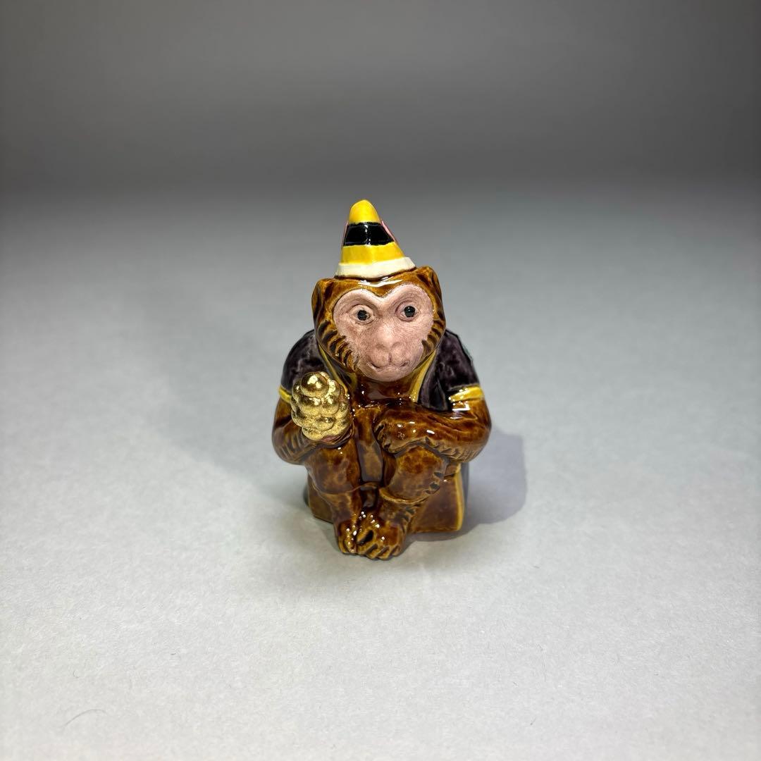 (新品)中村翠嵐　交趾焼香合 申(三番叟) (共箱)