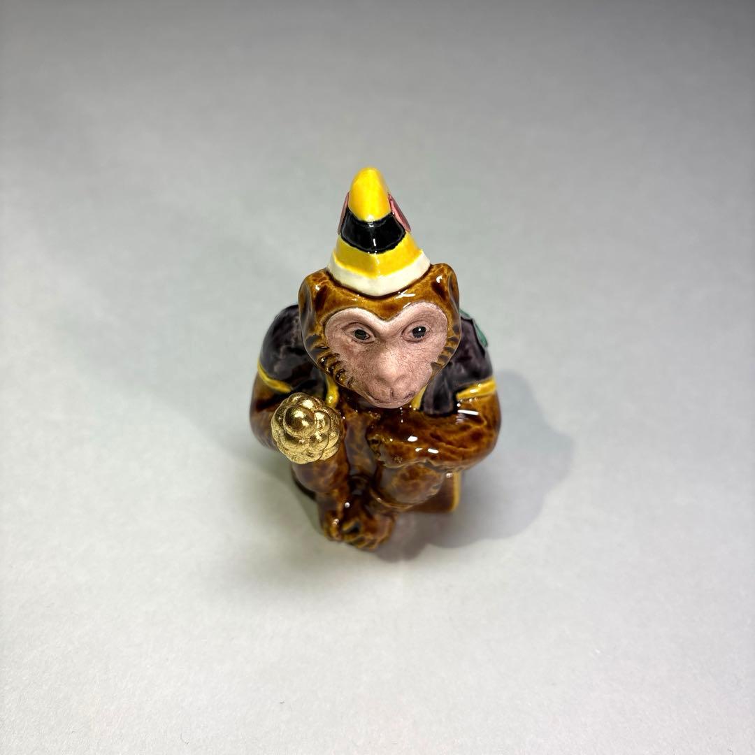 (新品)中村翠嵐　交趾焼香合 申(三番叟) (共箱)