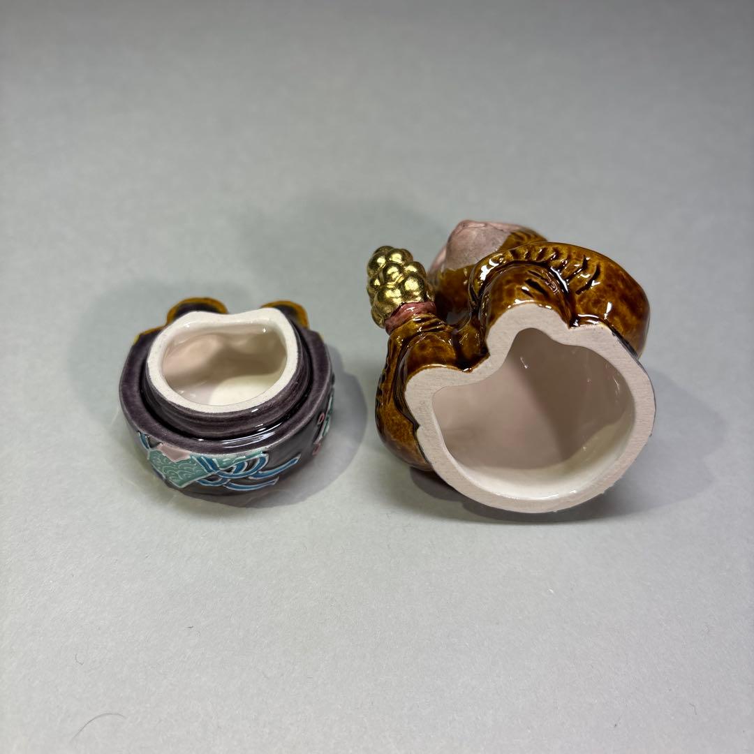 (新品)中村翠嵐　交趾焼香合 申(三番叟) (共箱)