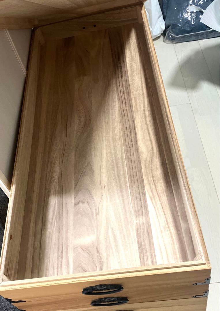 桐 衣装ケース 幅95cm 5段 日本製 隅金具 キャスター付　着物　収納