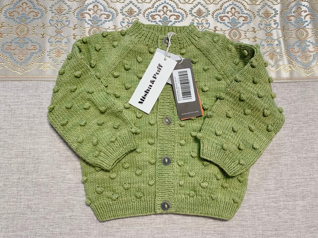 タグ付きベビー服Misha & Puff グリーン カーディガンとスカートセット