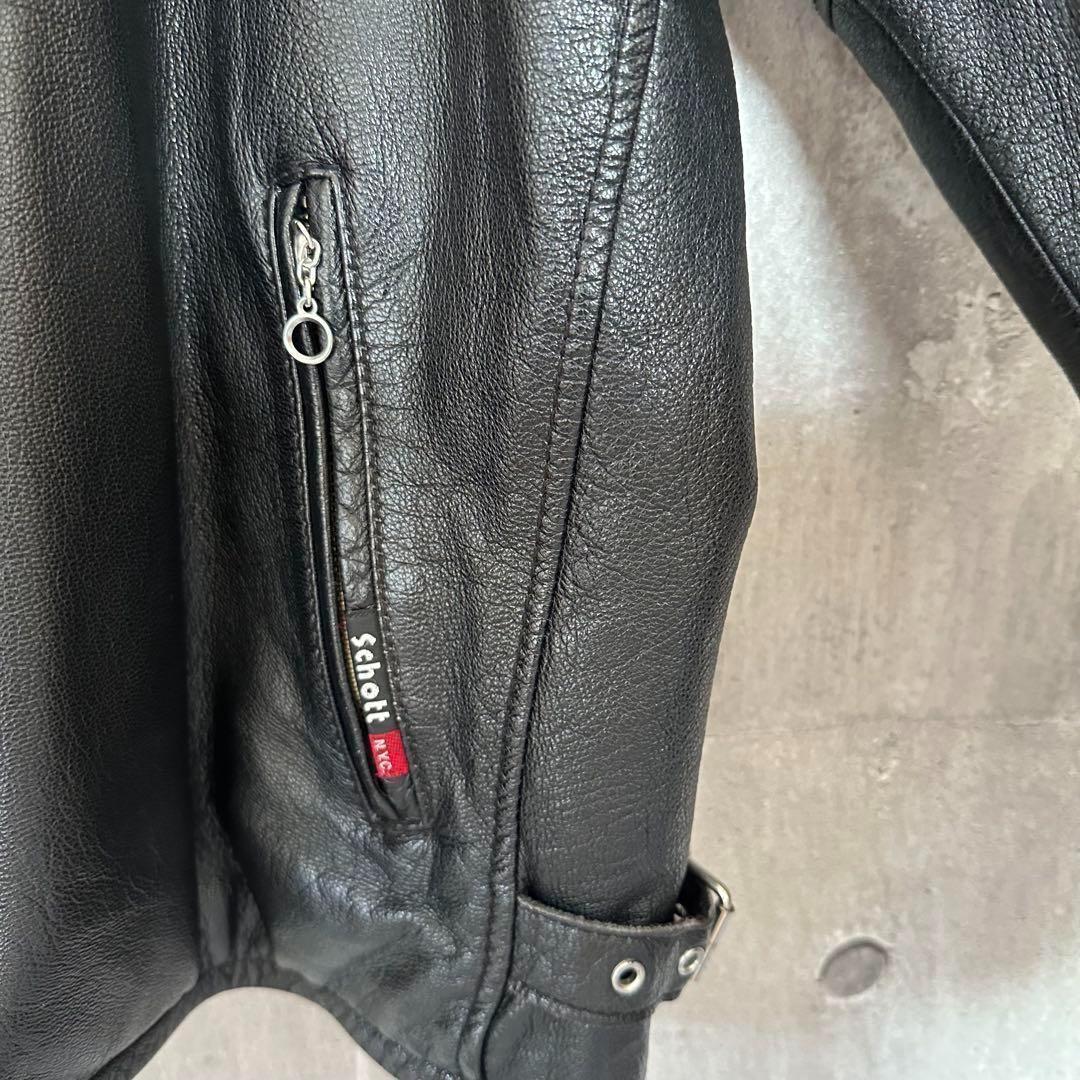 L Schott ライダース シングル やぎ革 ブラック レザージャケット 黒