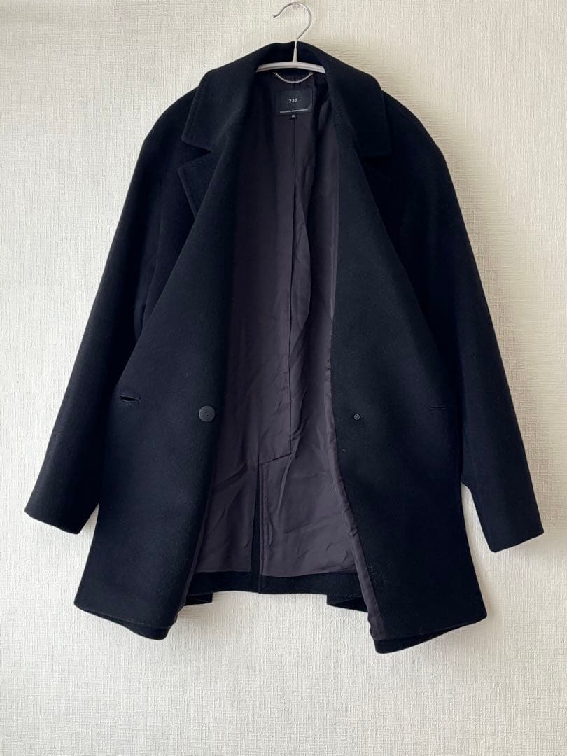 【23区】ウールアンゴラビーバーショートコート チェスターコート　38 黒