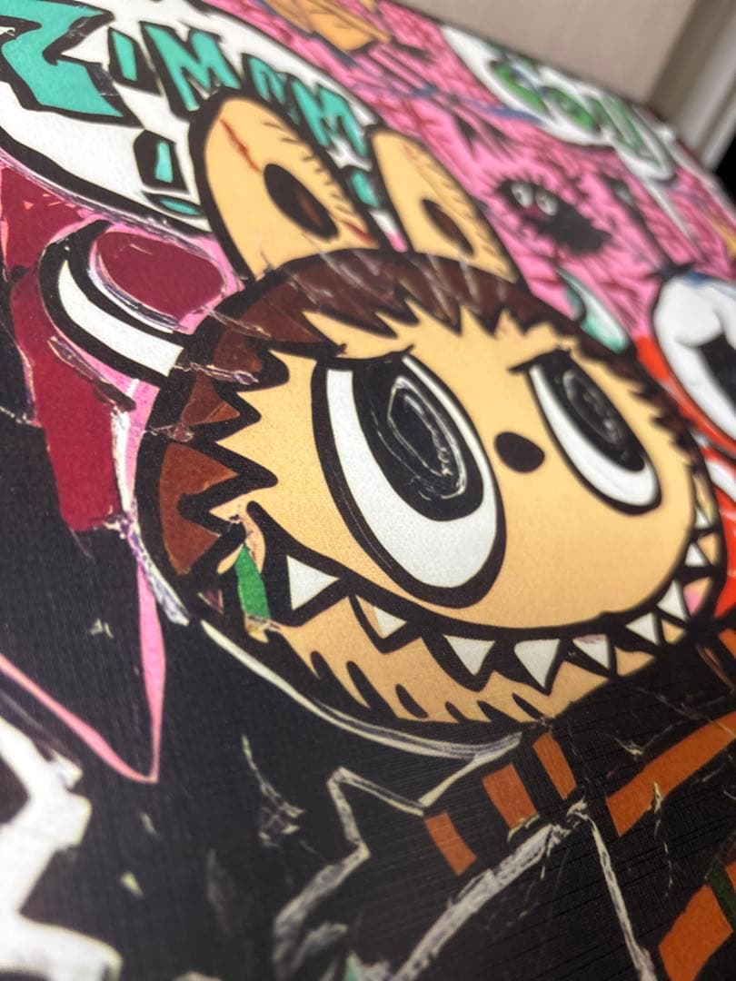 ①ラブブ　アート　ポップアート キャラクター印刷キャンバス　絵画　ピンク