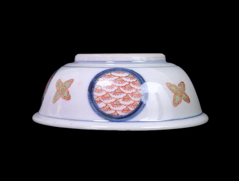 大聖寺伊万里　金襴手　窓絵　花鳥紋の図　春寒鉢　膾皿　C770 AS-fbtx