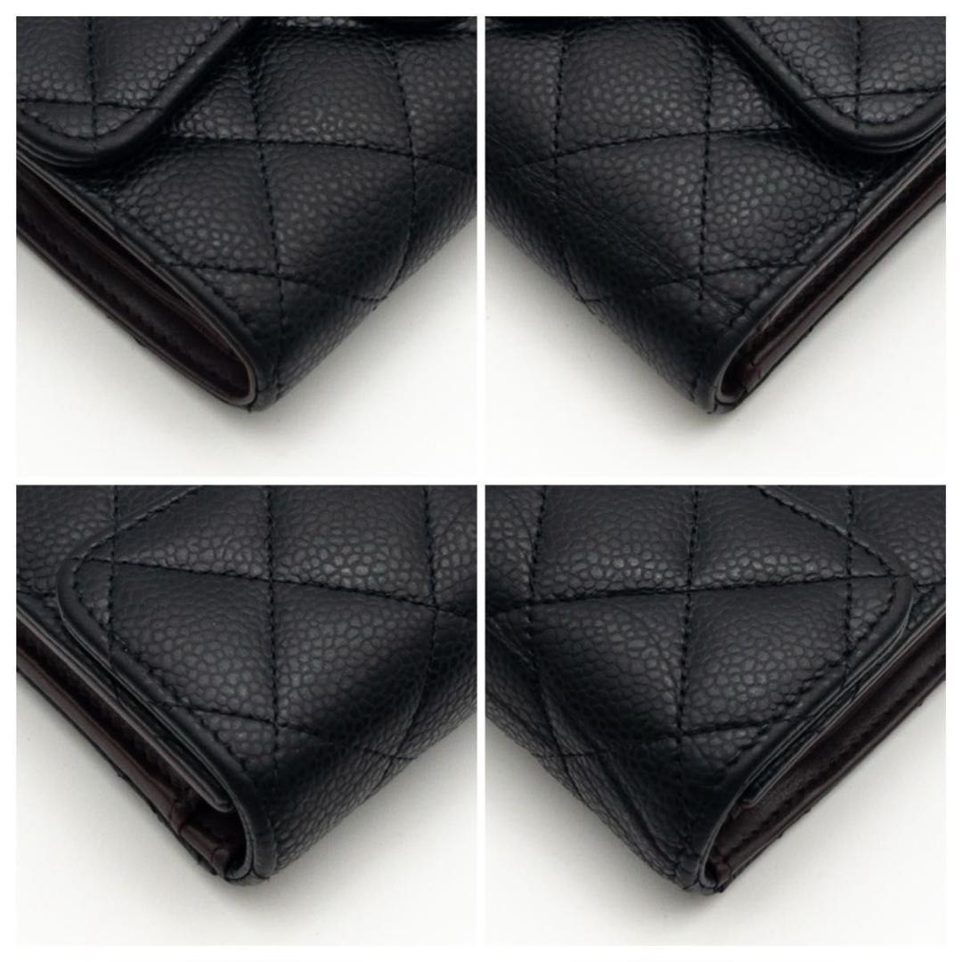 【極美品】CHANEL タイムレスクラシック　三つ折り財布　マトラッセ　黒