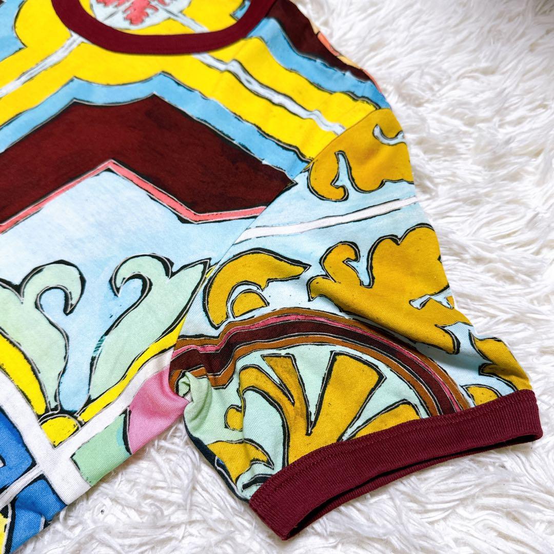 【極美品】ドルチェ&ガッバーナ タイルプリントTシャツ 48 イタリア製